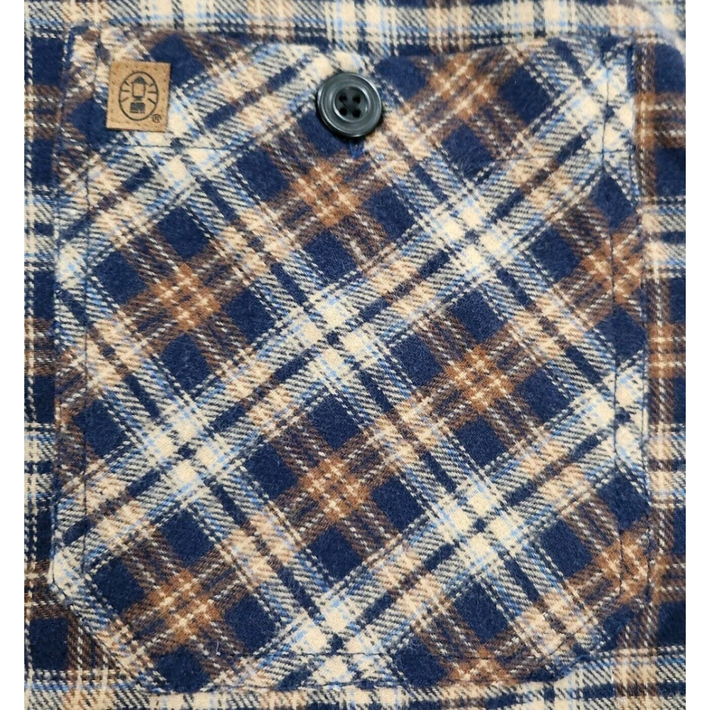 Coleman Mens Shirt Button Down Flannel XL Long Sleeves Plaid Pockets Logo - Picture 7 of 10